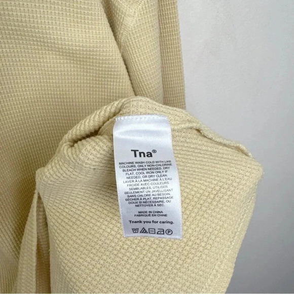 Aritzia Womens Tna Small Waffle Yellow Long Sleeve Top - Picture 10 of 14